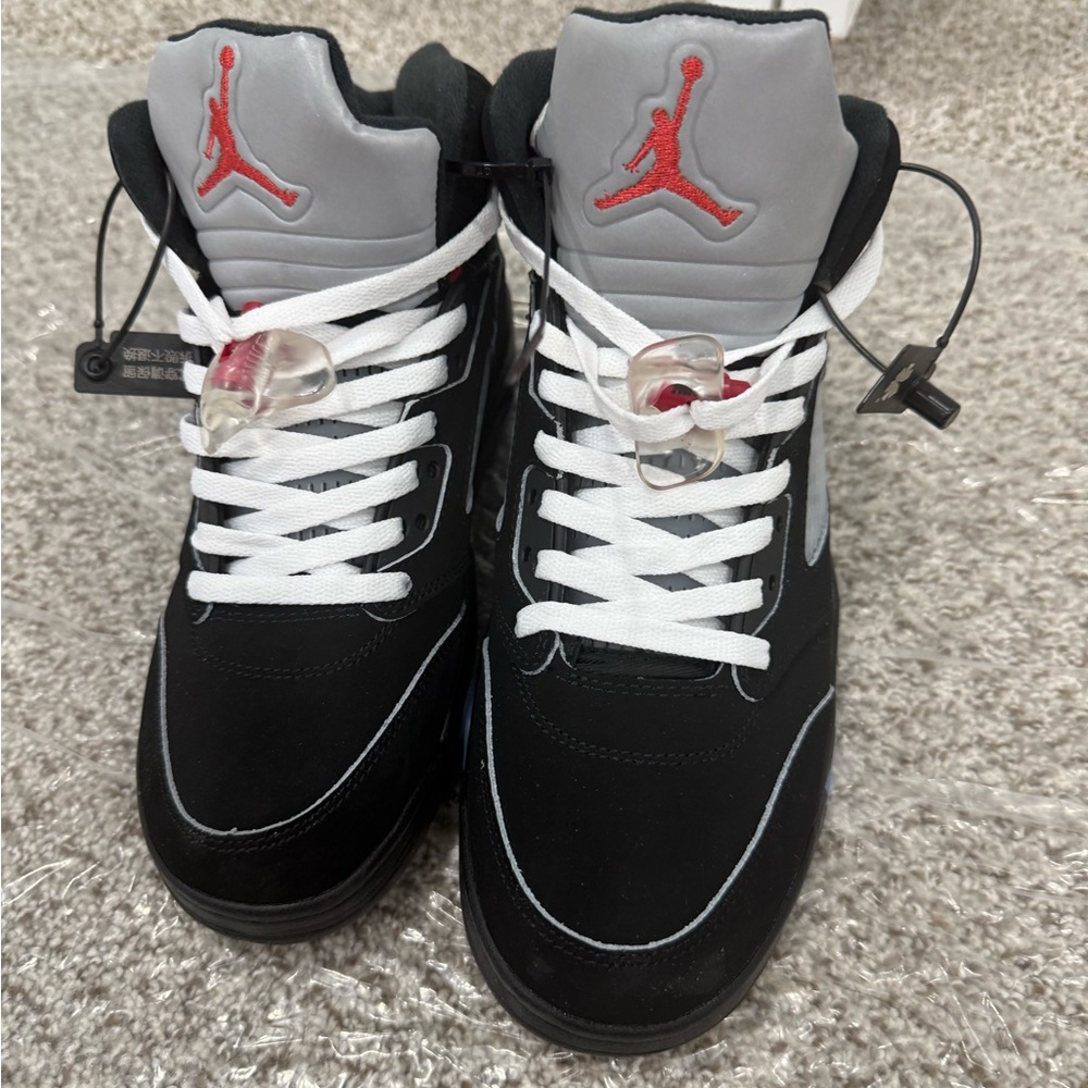 Jordan Black and Gray Sneakers with Red Accents